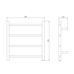 PERLA Square Heated Towel Ledder With 4 Bars In Chrome, And Matte Black In W500xH520xD120