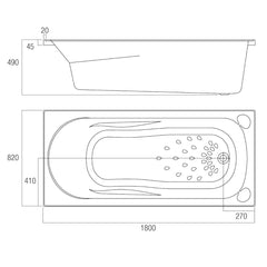 PERFECT 1500mm 1675mm 1800mm inset Bath Tub