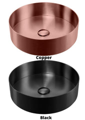 MILAN Round Stainless Steel Counter Top Copper Basin In Copper And Black Available In 400x400x116mm
