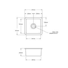 Cuisine 46 x 46 Inset / Undermount Fine Fireclay Matte Black Sink