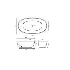 Curvy Oval 1500MM and 1700mm High Gloss Freestanding Bath