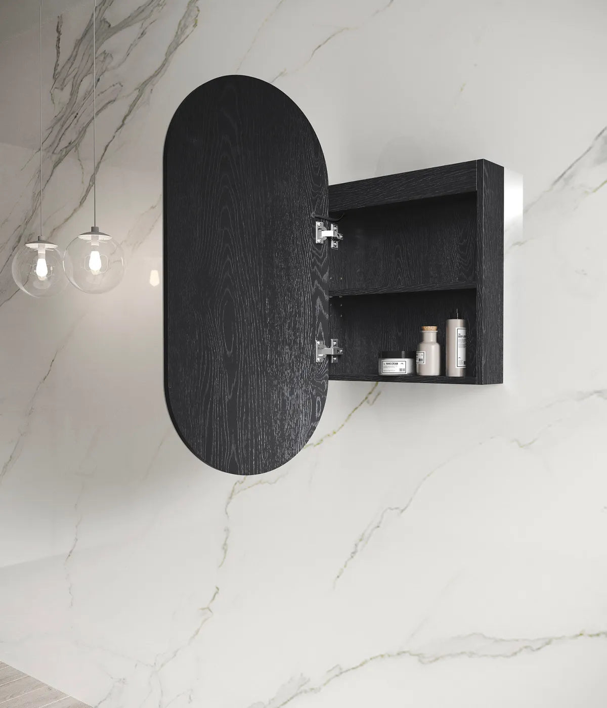 LED NOOSA 900X450 BLACK OAK SHAVING CABINET