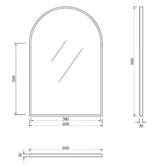 ARCHIE 900X600 GOLD METAL FRAMED MIRROR