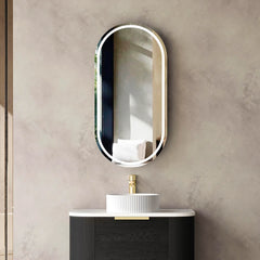 LED NOOSA 900X450 BLACK OAK SHAVING CABINET
