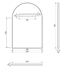 ARCHIE 900X600 GOLD METAL FRAMED MIRROR