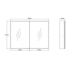 LED MOONLIGHT 900X650 SHAVING CABINET 2 DOORS