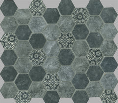 SIGNATURE HEXAGON CHARCOAL SATIN 45X52