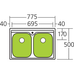 DIAZ Double Bowl Universal Sink In 830x540x240mm
