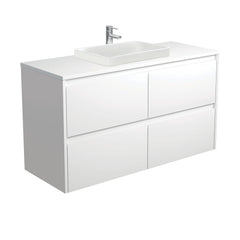 HEBREW Semi-Inset, Crystal Amato 1200 Vanity, Wall Hung