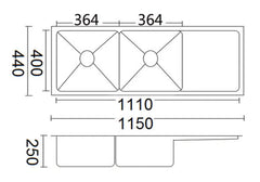 ZIZA Luminare Sink 1150 x 440mm Stainless Steel