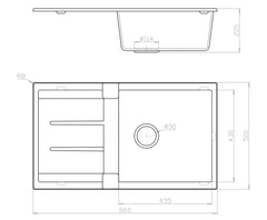 Fomos Sink 860 x 500mm Black