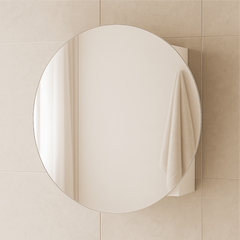 Natural Oak Round Mirror Cabinet