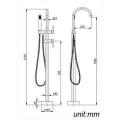 Isabella Freestanding Bath Mixer & Handshower in Chrome or Black