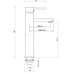 CENTRO Round Tall Basin Mixer In Chrome, Matte Black, Brushed Gold, Brushed Nickel & Gunmetal