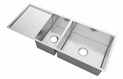 Pollo 1160x460x230mm Handmade Kitchen Sink One and Half Double Bowls with Drainer Board