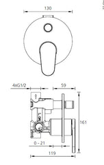 LONDON Chrome Wall Mixer With Diverter