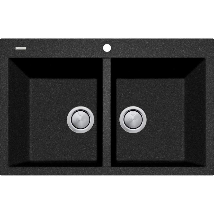 FLORENCE Black Double Bowl Topmount Sink Favourite In 344x400x200mm / 27L