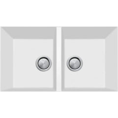 FLORENCE White Double Bowl Undermount Sink In 344x400x200mm / 27L