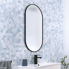 BABE Pill Framed Mirror 600 x 1200mm Or 450 x 900mm In Matte Black & Urban Brass