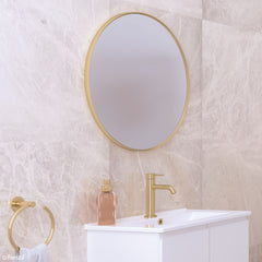 BABE Circle Framed Mirror 600mm Or 800mm In Matte Black & Urban Brass