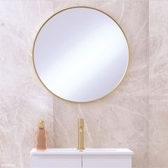 BABE Circle Framed Mirror 600mm Or 800mm In Matte Black & Urban Brass