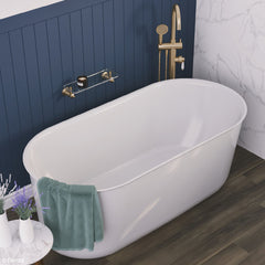 VINDSOR Freestanding Acrylic Bath In White And Matte Black 1500mm, 1700mm