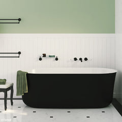 VINDSOR Freestanding Acrylic Bath In White And Matte Black 1500mm, 1700mm