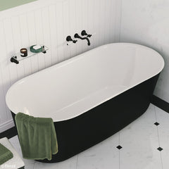 VINDSOR Freestanding Acrylic Bath In White And Matte Black 1500mm, 1700mm