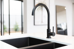 Meir ROUND Gooseneck Kitchen Mixer Tap In Chrome - Matte Black - Tiger Bronze - Champagne - Brushed Nickel