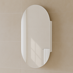 Natural Oak Pill Mirror Cabinet