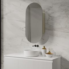 Natural Oak Pill Mirror Cabinet