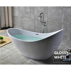 CRESCENT MOON Matte or Gloss White Bath in 1500, 1680 or 2000mm