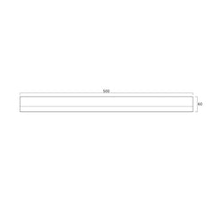 HORIZONTAL BRACKET 500MM WITHOUT HOLES, USE SILICONE TO GLUE ON MIRRORS