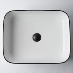 Montalto Small Rectangle Classic Basin White with Black Rim