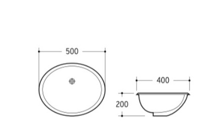 KAL407 Under Mount Basin 500x400mm Gloss White