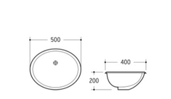 KAL407 Under Mount Basin 500x400mm Gloss White