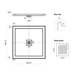 DECO Shower Base Rear or Centre Waste from 820, 900, 1000, 1200, 1500 & 1800