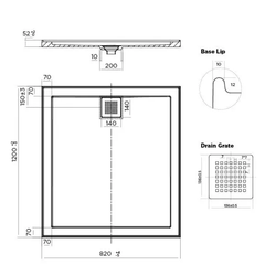DECO Shower Base Rear or Centre Waste from 820, 900, 1000, 1200, 1500 & 1800