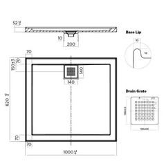 DECO Shower Base Rear or Centre Waste from 820, 900, 1000, 1200, 1500 & 1800
