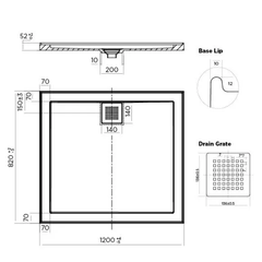 DECO Shower Base Rear or Centre Waste from 820, 900, 1000, 1200, 1500 & 1800