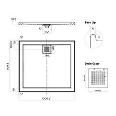 DECO Shower Base Rear or Centre Waste from 820, 900, 1000, 1200, 1500 & 1800
