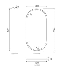 LED NOOSA 900X450 BLACK METAL FRAME MIRROR