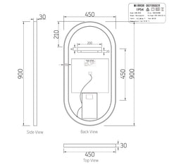 LED NOOSA 900X450 BLACK METAL FRAME MIRROR