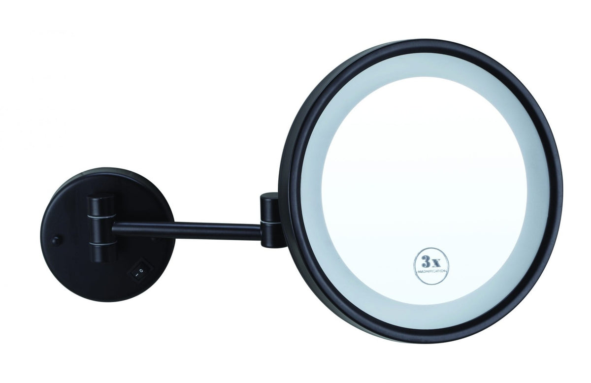 BLAZE 3X MAGNIFICATION MIRROR WITH LIGHT - MATT BLACK