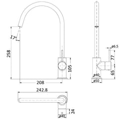 KALI GOOSE NECK SINK MIXER IN BRUSHED NICKEL