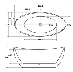 ARCHOS FREE STANDING BATH MATTE & GLOSS FINISH, 1500MM & 1700MM
