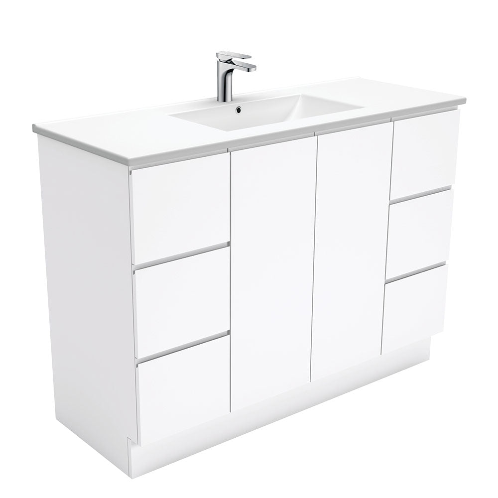 MILAN Fingerpull 1200 Vanity on Kickboard In Gloss White, Matte White And Matte Black