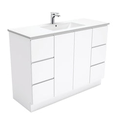 MILAN Fingerpull 1200 Vanity on Kickboard In Gloss White, Matte White And Matte Black