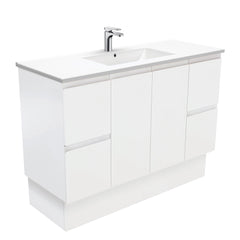 MILAN Fingerpull 1200 Vanity on Kickboard In Gloss White, Matte White And Matte Black