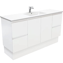 MILAN Fingerpull 1500 Single Bowl Vanity on Kickboard In Gloss White, Matte White And Matte Black